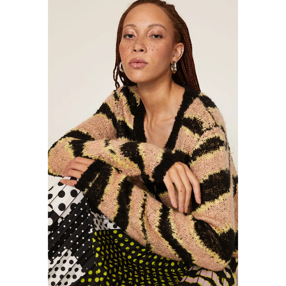 Le Superbe Electric Zebra Cardigan size medium